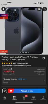 Iphone 15 pro max sigilat 512