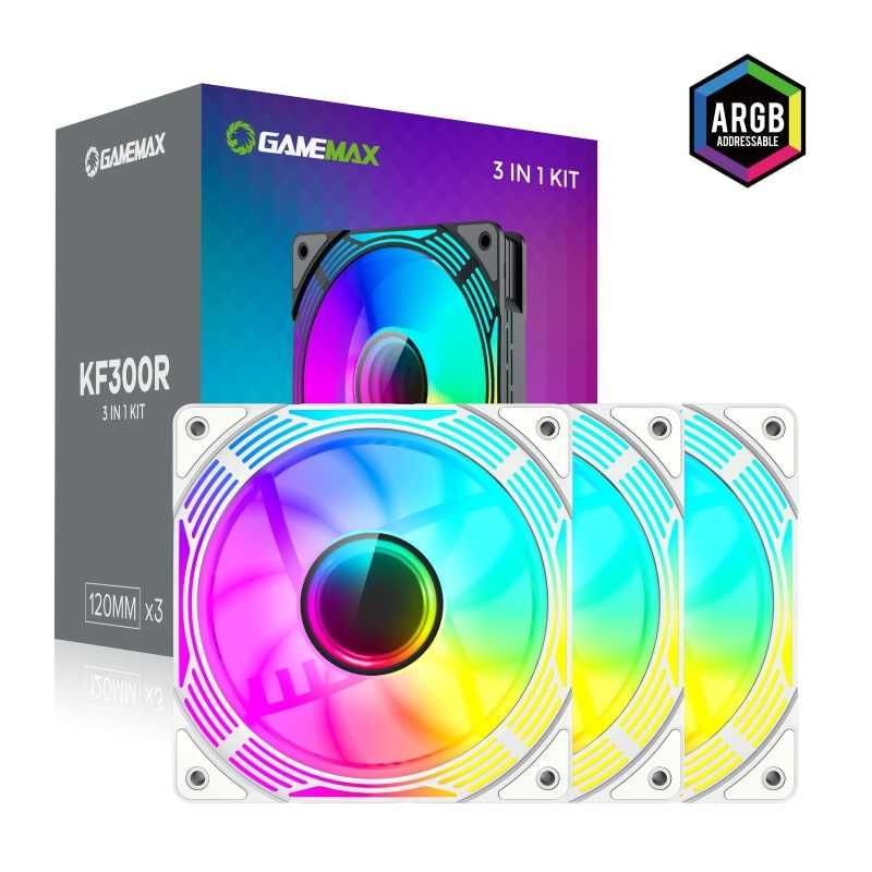 [НОВЫЕ] Кулеры GameMax KF300R White (реверсивные, 3 кулера ARGB)
