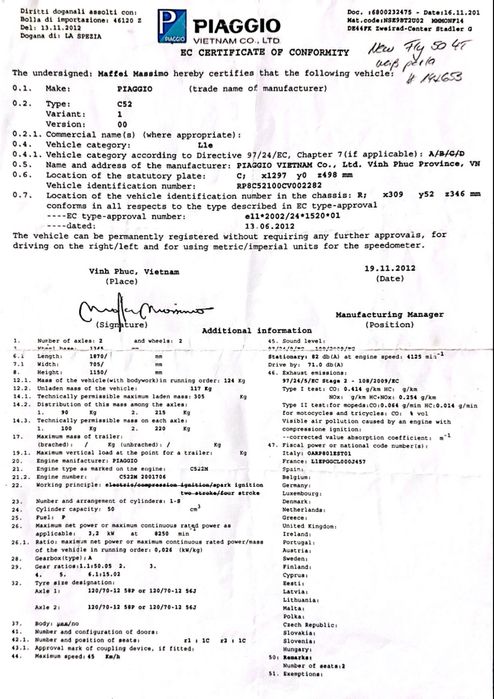 Piaggio New Fly 50cc 4T4V