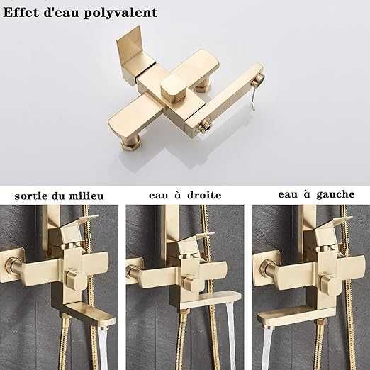 Coloană de duș aurie, sistem de duș, set suport pentru duș,