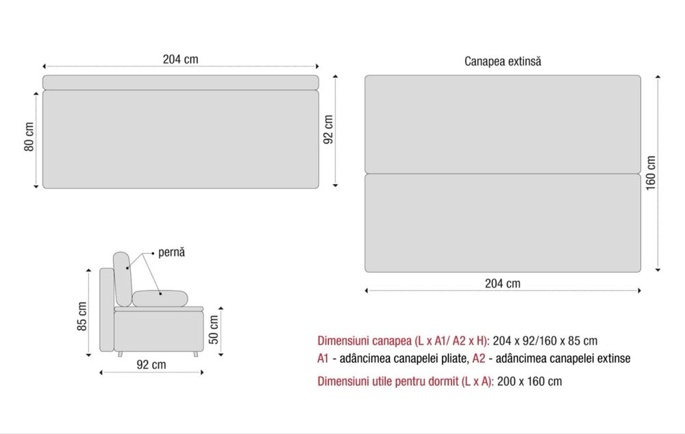 Canapea extensibila cu lada pentru depozitare