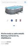 Piscina ovala cu cadru metalic Bestway, 4.27x2.5x1 m, Alb/Albastru