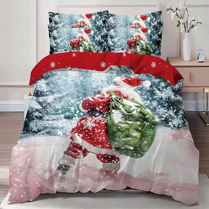 Двулицево коледно спално бельо (Реално изображение), 6 части