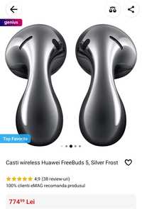 Casti wireless Huawei FreeBuds 5, Silver Frost