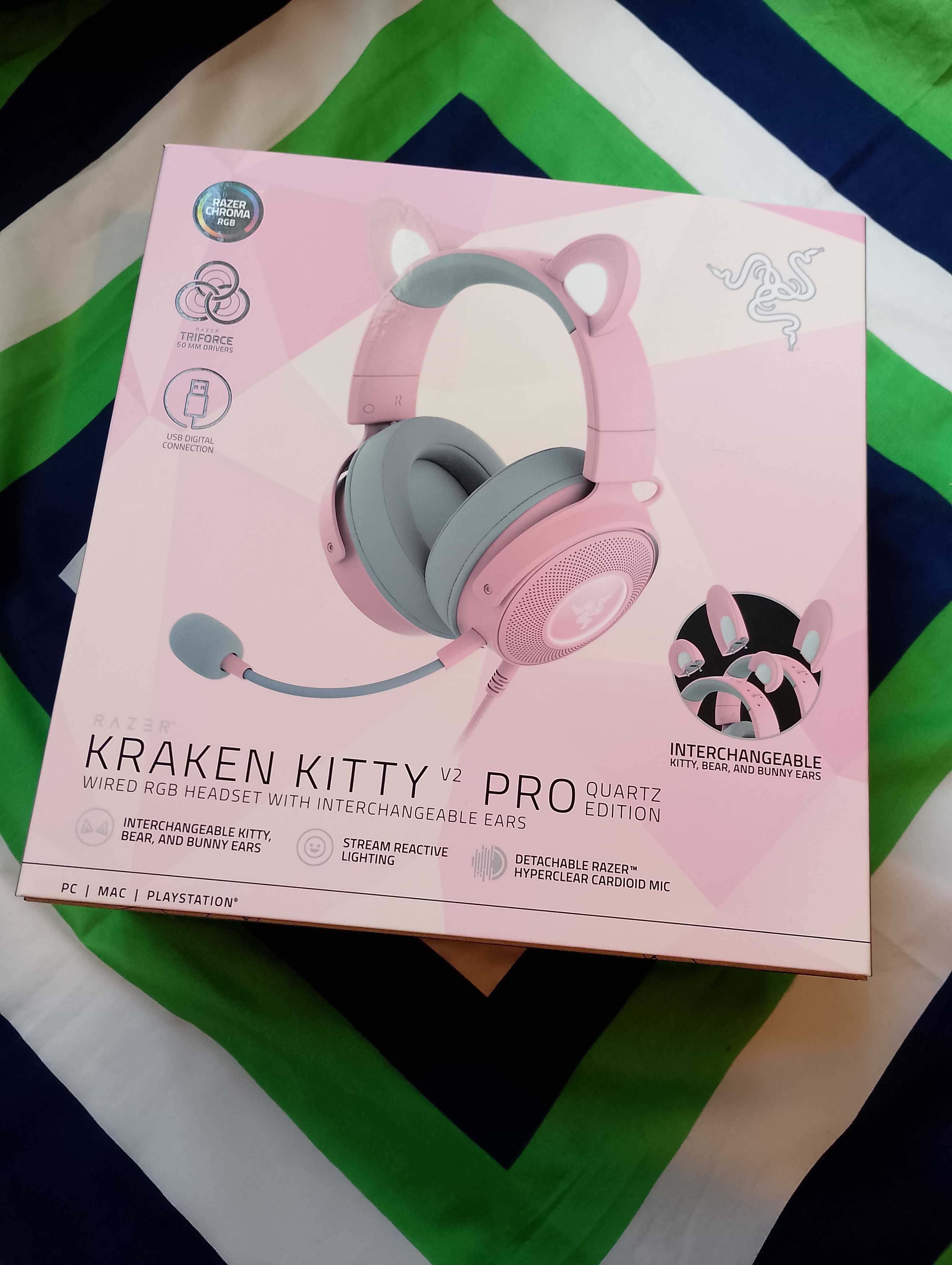 Гейминг слушалки Razer Kraken Kitty Edition V2 Pro, Quartz