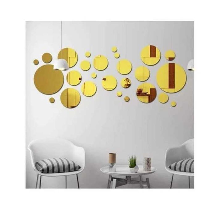 Set Oglinzi Design 3D GOLD Decorative Acrilice ROTUNDE 30 buc/set