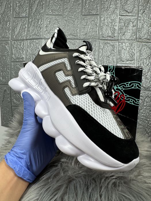Versace Chain Reaction White Black Alb Negru Cutie