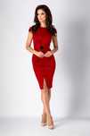 Rochie rosie cu maneci din dantela