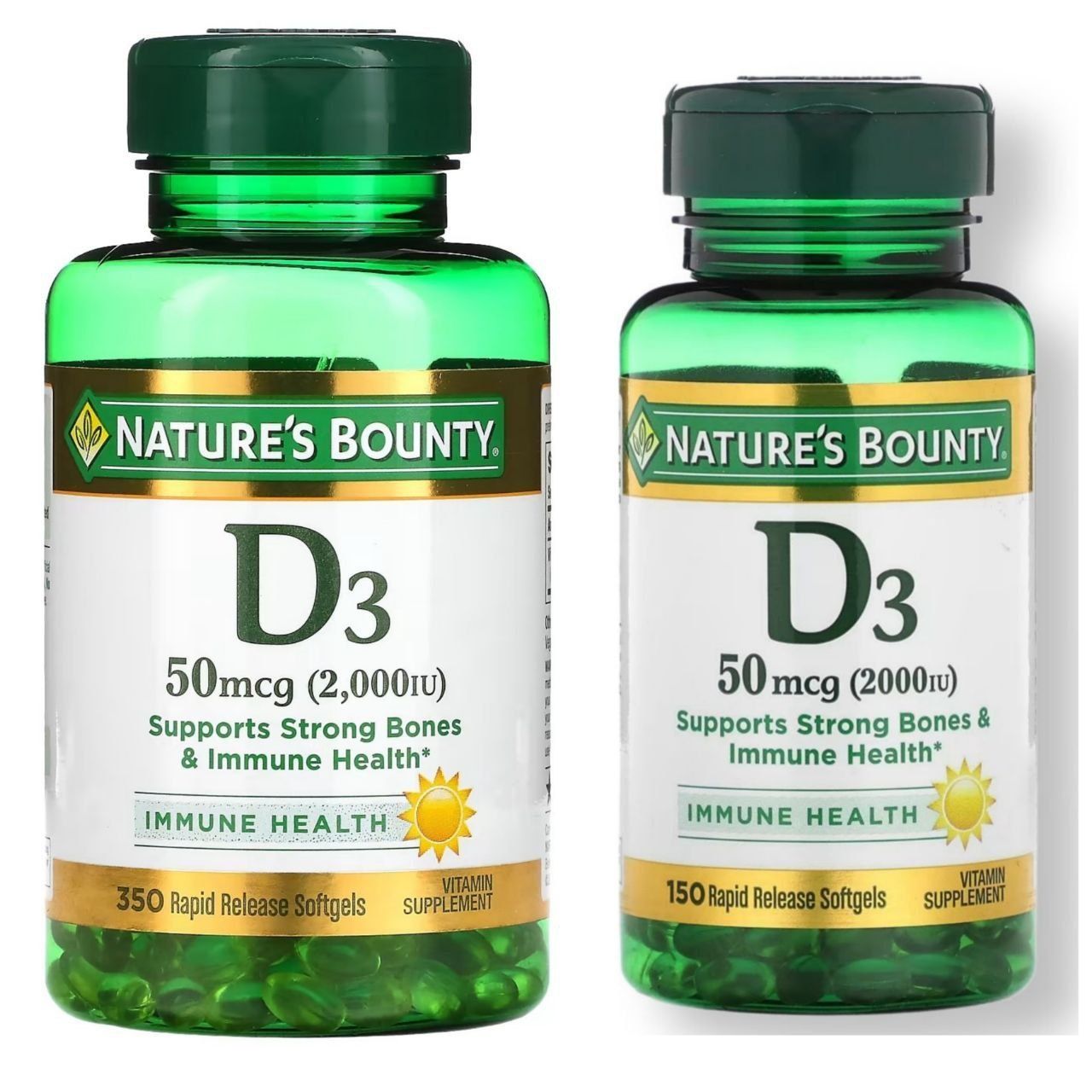 Витамин Д3, Vitamin D-3, Nature's Bounty, 50 мкг (2000 МЕ), 300  капсу