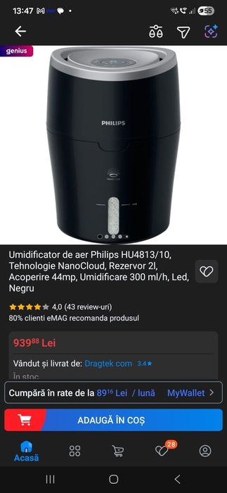Umidificator de aer Philips HU4813/10