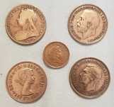 Lot 4 monede One Pence vechi, Marea Britanie, de colectie.
