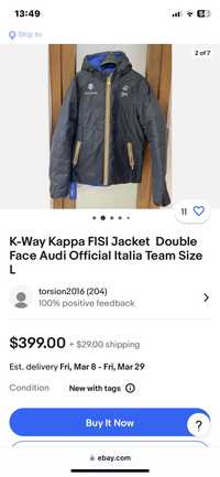 K-Way Kappa FISI Jacket  Double Face Audi Official Italia Team
