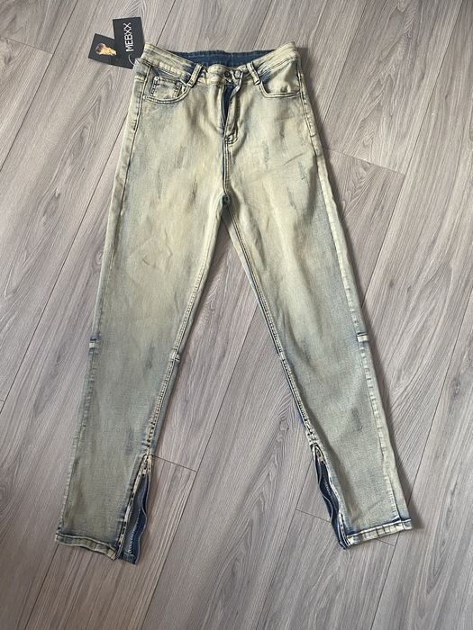 Blugi skinny flared cu zip thrifted din japonia