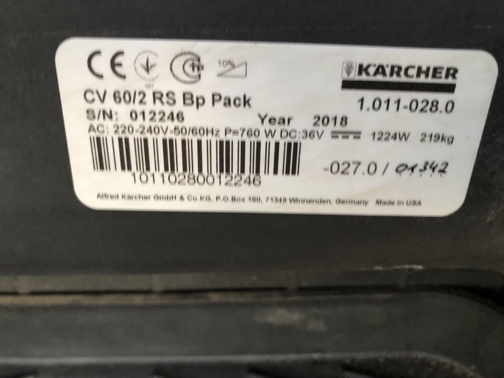 Karcher professional cv 60/2 RS aspirator industrial pe baterie(taski)