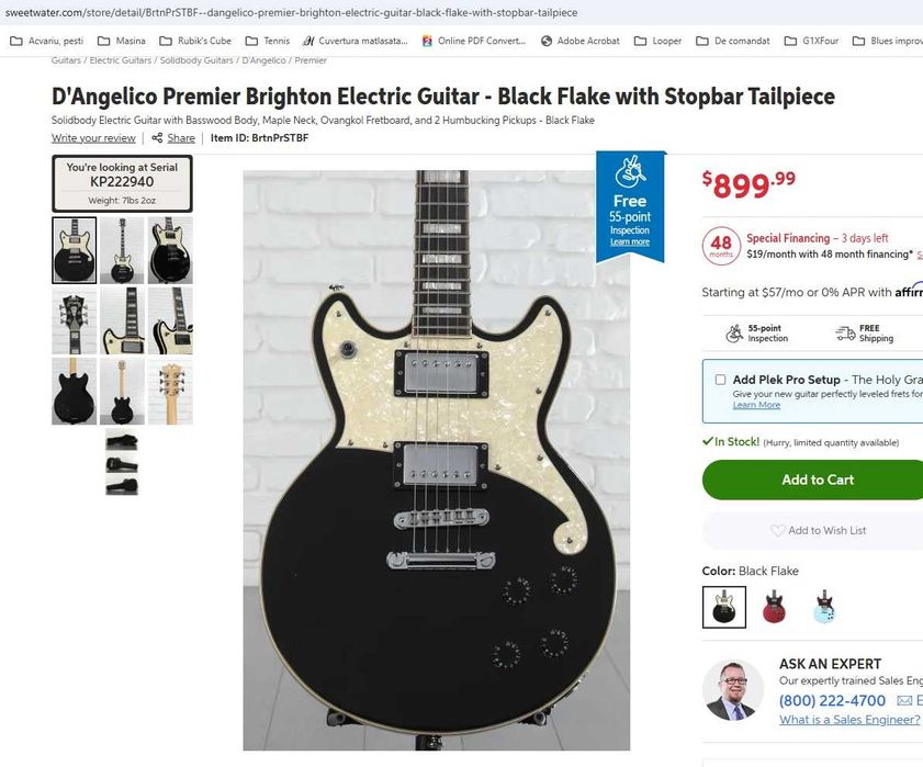 Chitara electrica noua D'Angelico Premier Brighton (cu husa)