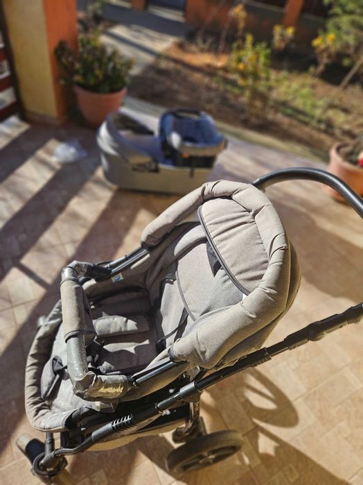 Vand Carucior bebe BOSTON Grey 3 in 1 cu scoica, landou si parte sport