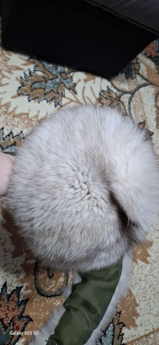 Set căciulă si fular din blana de vulpe argintie