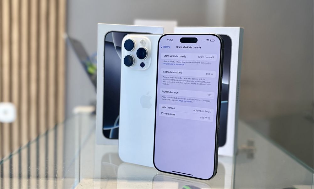 **ATS GSM**ID98822 iPhone 16 Pro Max 256Gb WHITE/Baterie100%/Garantie