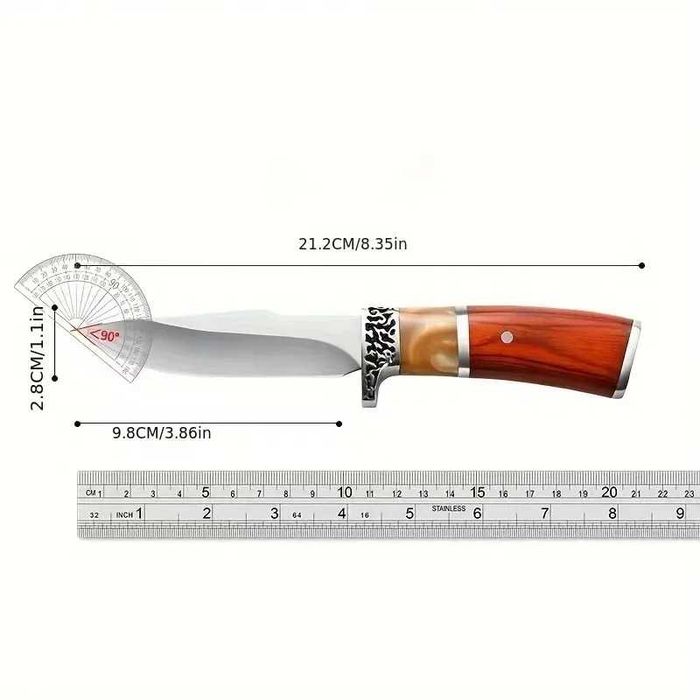 Cutit Sârbesc, cu garda prindere, Oțel inoxidabil, teaca piele