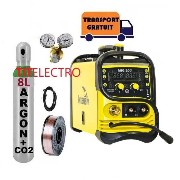 Aparat sudura MIG 200i + butelie 8L plina argon CO2 + reductor + sarma