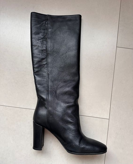 Дамски ботуши естествена кожа, размер 40, черни