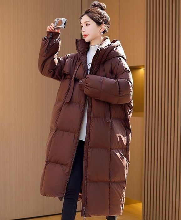 Женский пуховик женская куртка длинная теплая с капюшоном
