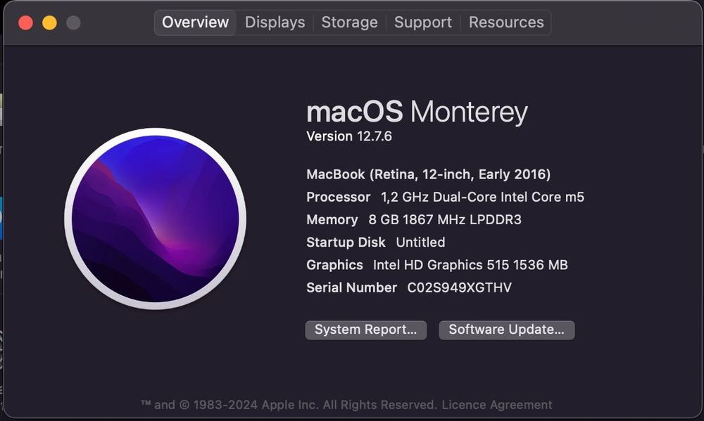 MacBook (Retina, 12-inch, Early 2016) - Intell M5 - 8GB DDR - 500SSD