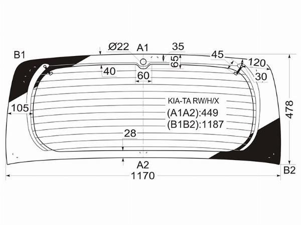 Стекло заднее с обогревом Kia Picanto