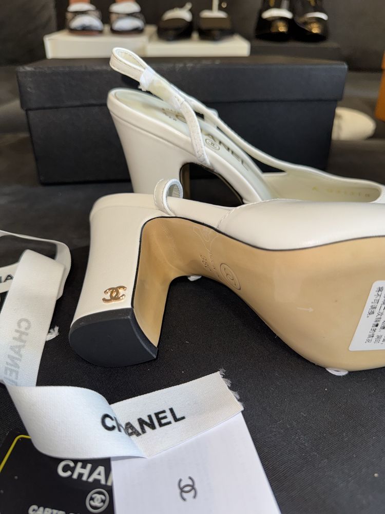 Pantofi Chanel Slingback- piele naturala/marime 39/full box
