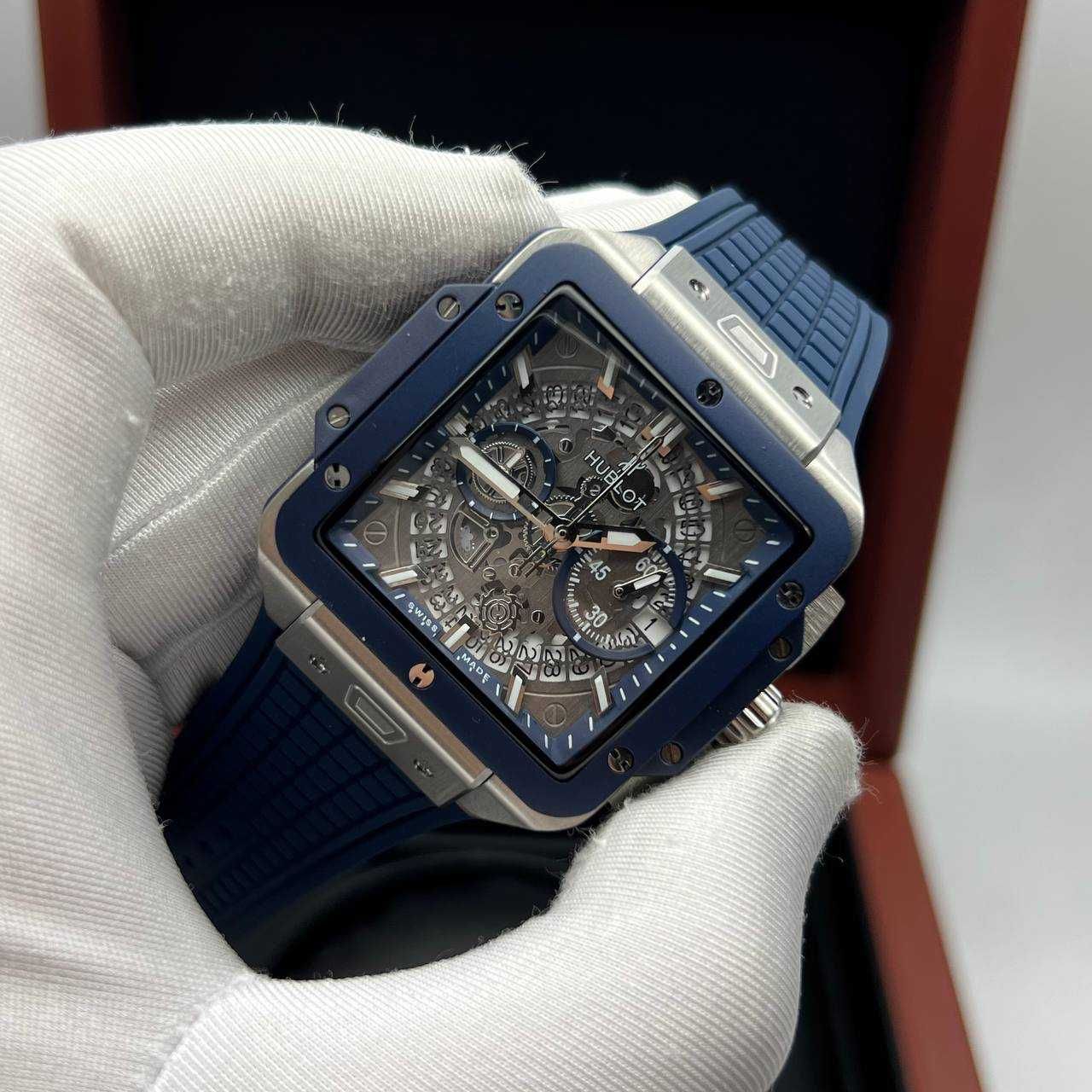 hublot big bang squared сребристо/синьо