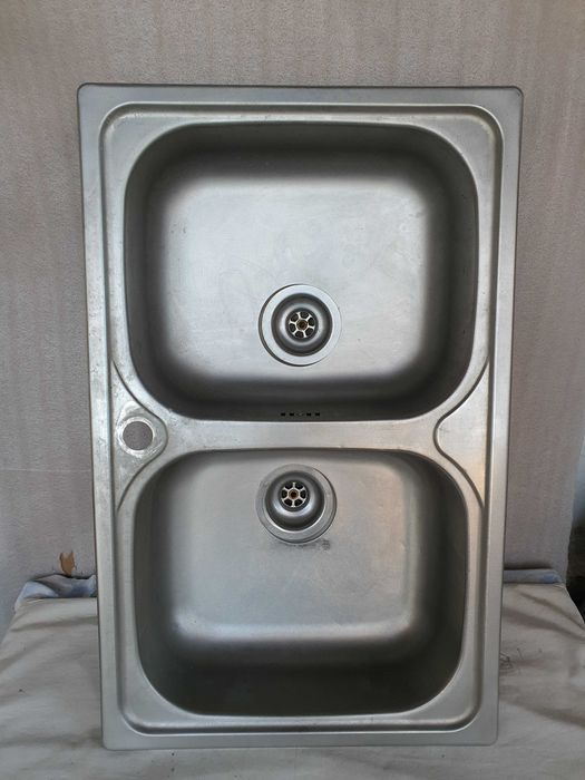 Мойка раковина нержавейка двойная 80×50
