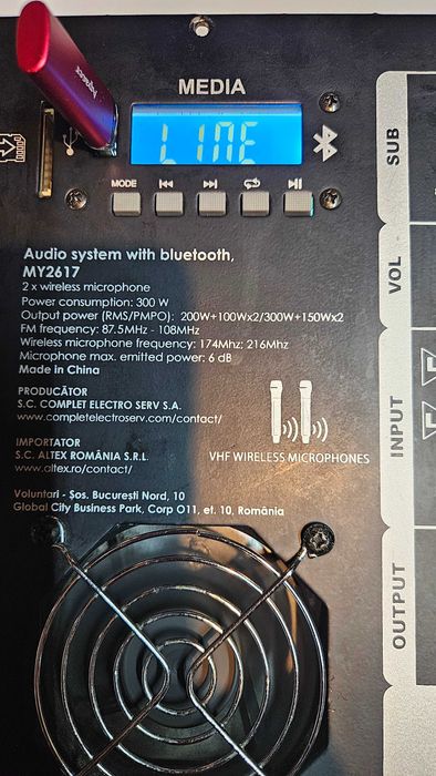 Sistem audio MYRIA MY2617, 300W RMS, Bluetooth, USB, FM