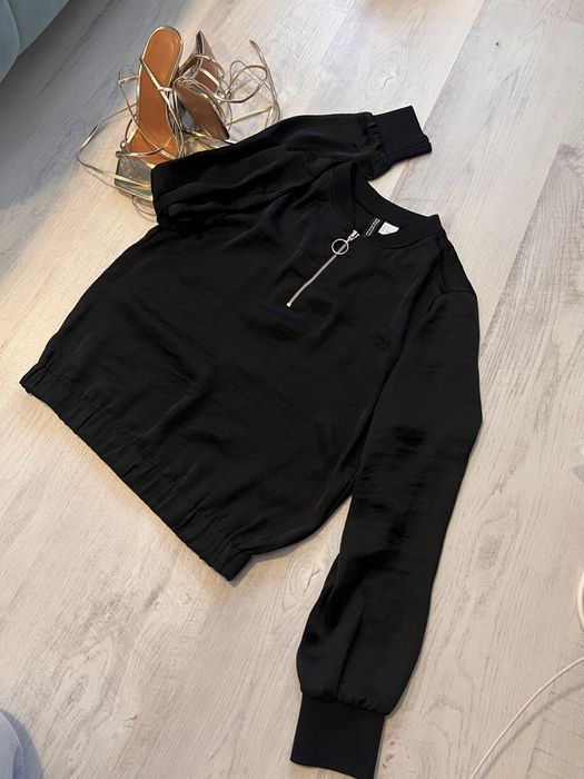 Camasa H&M Divided , 36/S , neagra , satin