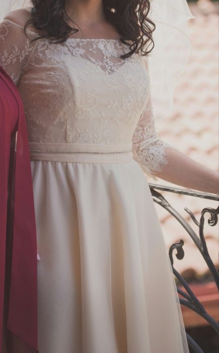Rochie de mireasa IVOIRE, midi - NOUA purtata cateva ore
