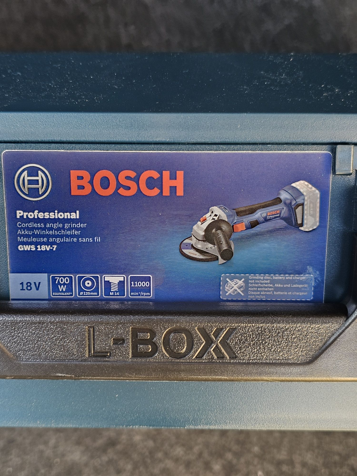 Polizor unghiular fără fir Bosch GWS 18V-7 125 mm L-BOXX, NOU