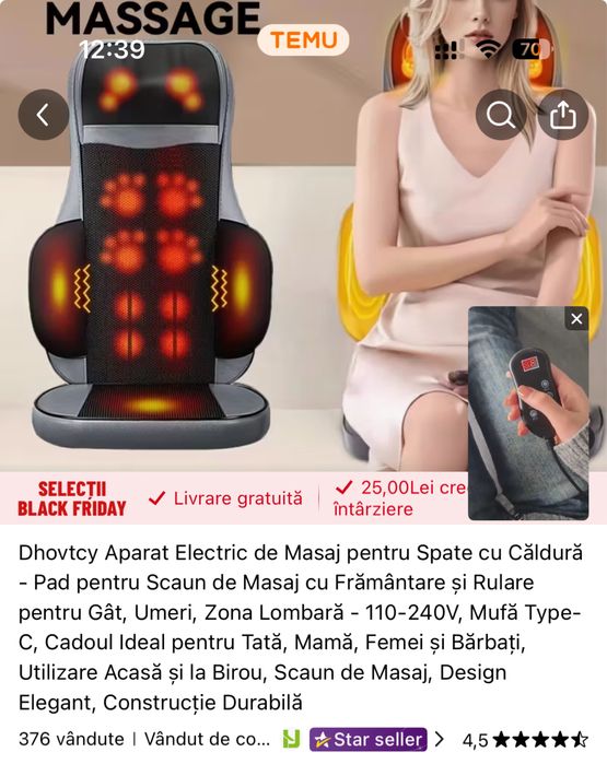 Dhovtcy – Aparat Electric de Masaj pentru Spate cu Căldură
