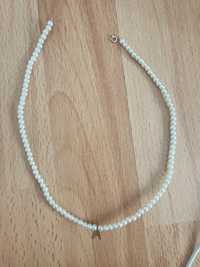 Colier perle cu inițială din aur litera A