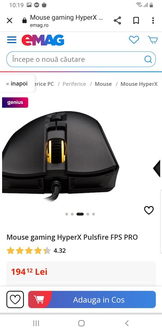 Vand Mouse Gaming Hyperx
