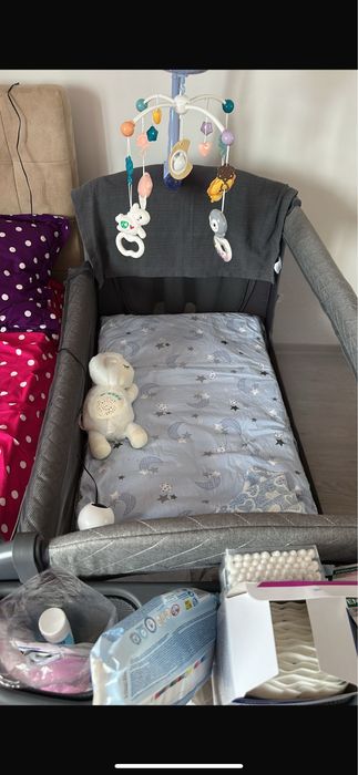 Patut pliabil Cocolle insieme greystone + saltea cocos 120x60x10 cm