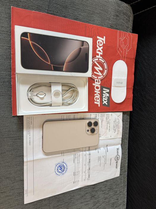 КАТО НОВ 256GB iPhone 16 Pro Max Техномаркет Гаранция 2026 Desert