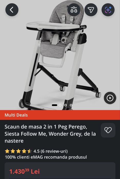 Scaun de masa 2 in 1 Peg Perego Siesta Follow me, de la nastere