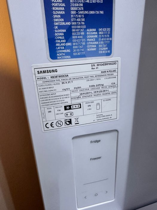 Frigider Samsung RB38T602CSA – No Frost, 390 L, Clasa C, Inox