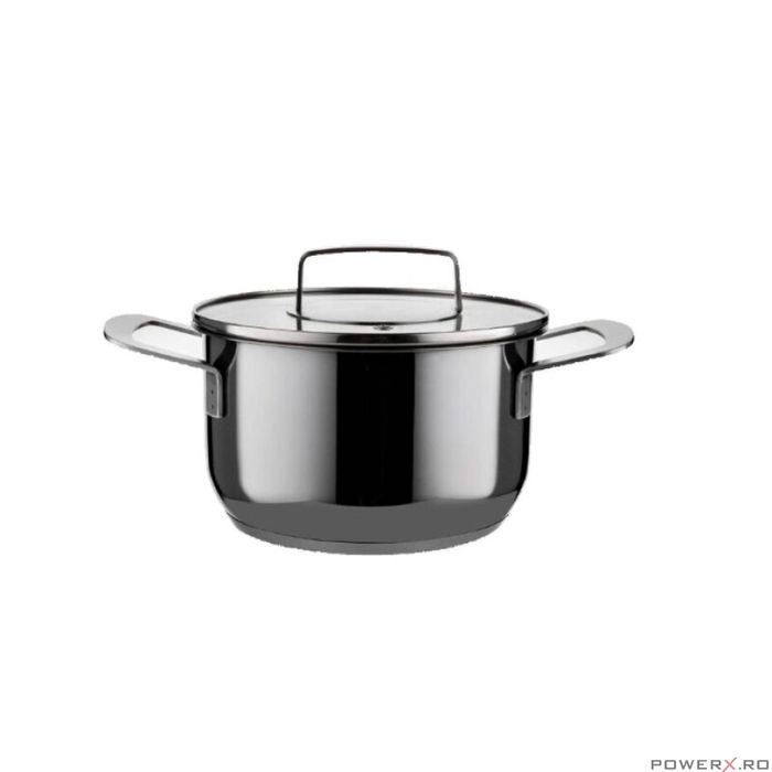 Oala cu capac, din inox, parte inferioara cu 5 straturi, diametru 16