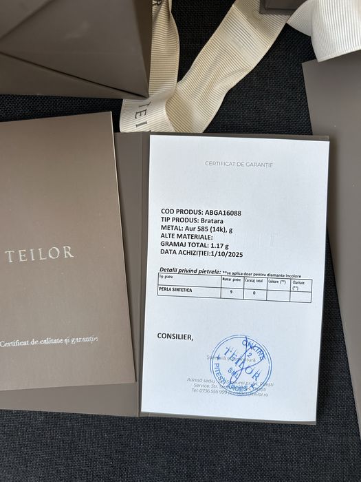 Teilor - Bratara aur alb cu perle