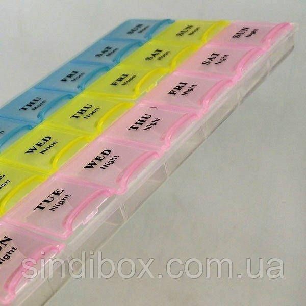 Таблетница органайзер для таблеток 21 ячейка 
21x11,5см пластиковая та