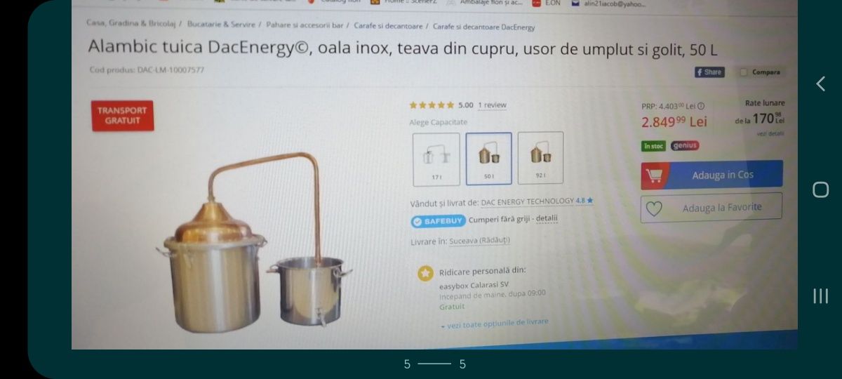 Cazan Țuică 98 L /2399 Lei inox  alimentar 50L Promo/2099 lei