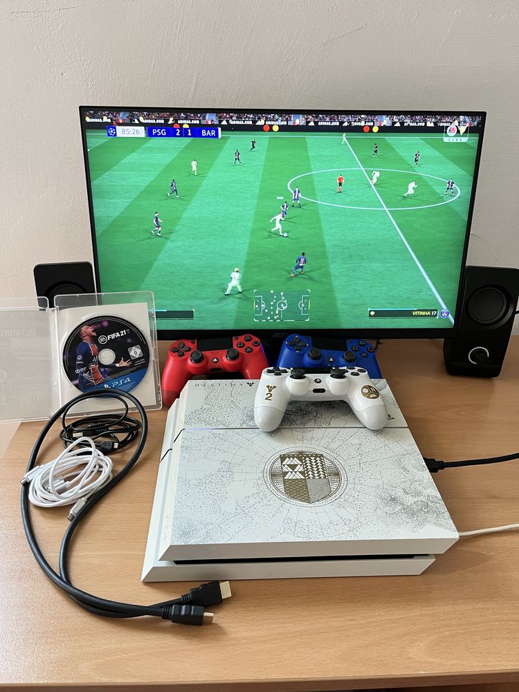 PlayStation 4 1TB Destiny Limited Edition + 3 джойстика + FC 25/FIFA21