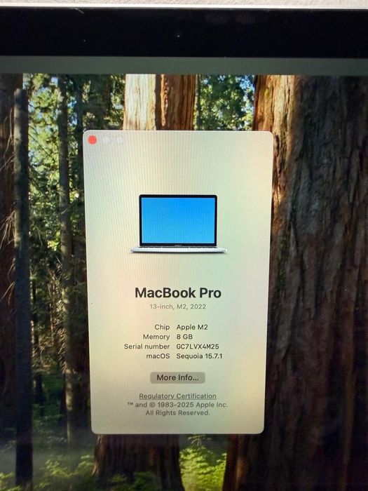 Apple Macbook Pro M2 8 GB Ram SSD 256GB 13 inch