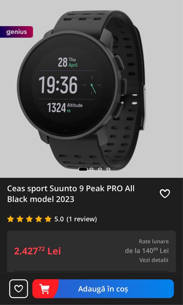 Ceas sport Suunto 9 Peak PRO All Black model 2023 Nou Sigilat