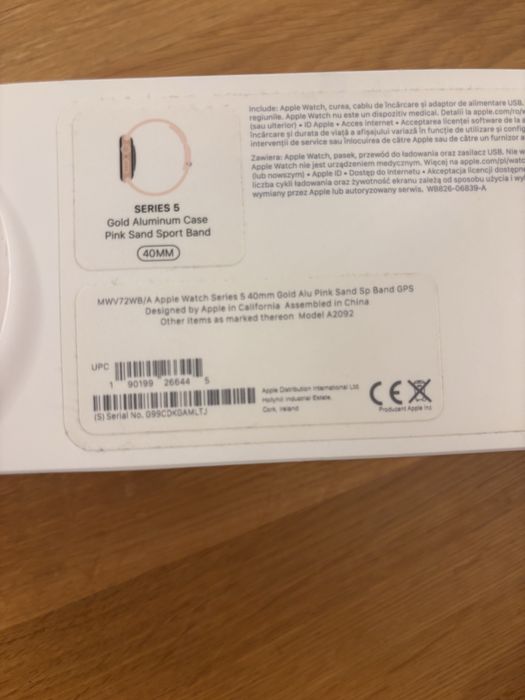Apple watch seria 5, 40 mm Gold Aluminium